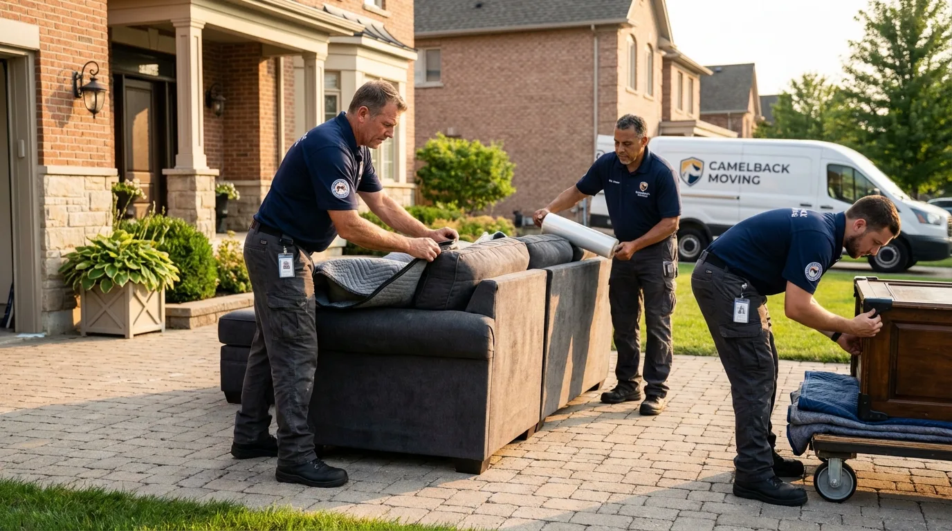 Large estate moving crew wrapping furniture in Knightdale, NC
