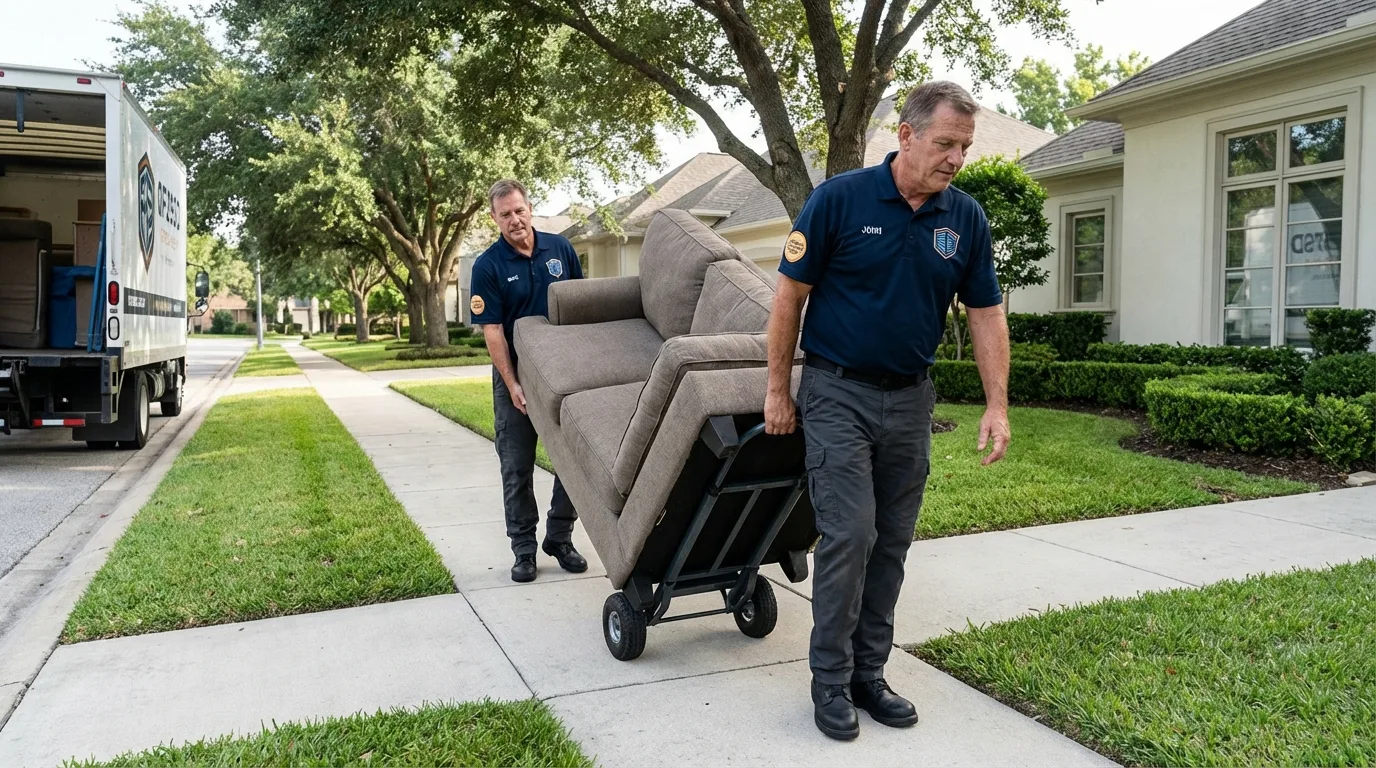Local residential moving crew loading furniture in Knightdale, NC